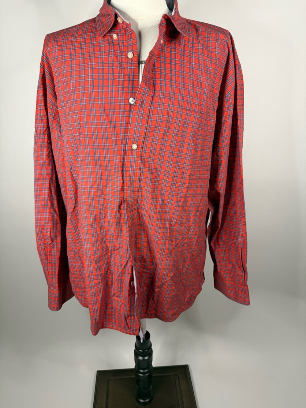 Tommy Hilfiger Red and Blue Plaid Button-Down Shirt